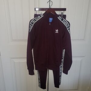 Adidas Maroon Tracksuit with White Accents